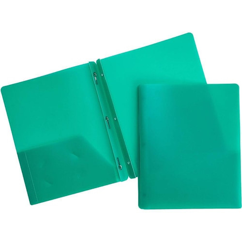 Business Source Letter Portfolio 8.5" X 11" X 3 Prong Fasteners 2 Pockets Green