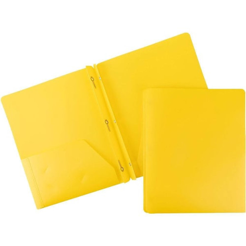 Business Source Letter Portfolio With Fasteners 8.5" X 11" 2 Pockets Yellow