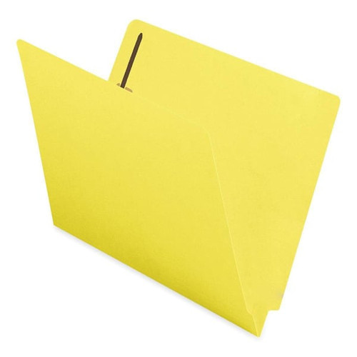 Smead Straight Tab Letter Fastener Folder 8.5" X 11" 0.75" Yellow Package Of 50