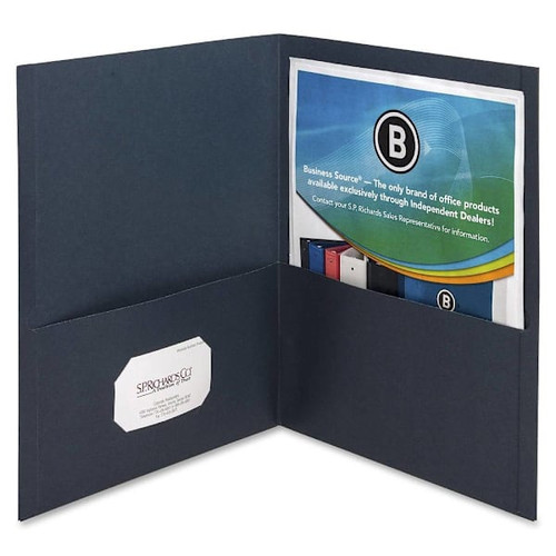 Business Source Letter Pocket Folder 8.5" X 11" Dark Blue Package Of 25