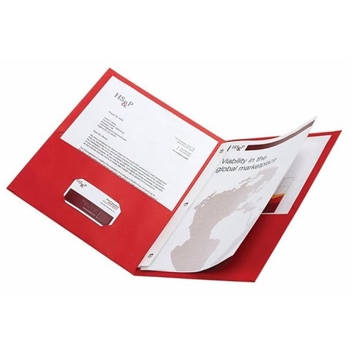 Office Depot Red 2-Pocket Portfolio With Fastener, Package Of 10