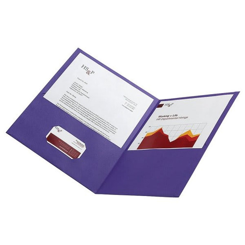 Office Depot Violet Leatherette 2-Pocket Portfolio, Package Of 10