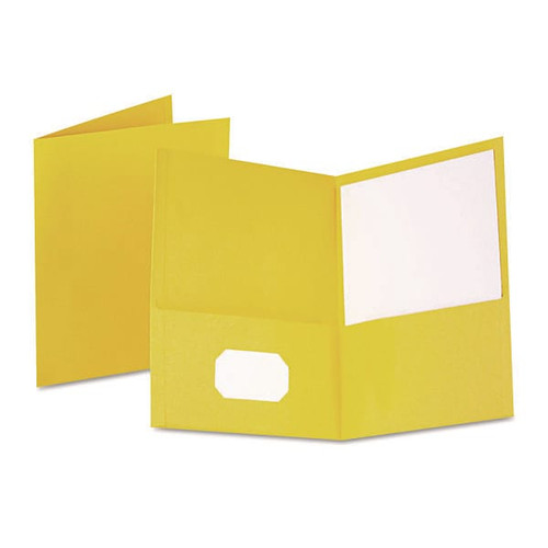 Oxford Twin-Pocket Folder Emboss Leather Grain Paper 11x8.5 Yellow Package Of 25