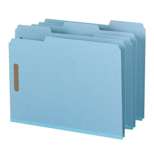 Smead Blue 1" Expansion Letter Size Pressboard Fastener Folder, Package Of 25