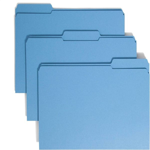 Smead Blue 1/3 Tab Letter File Folder 8.5" X 11" Package Of 100