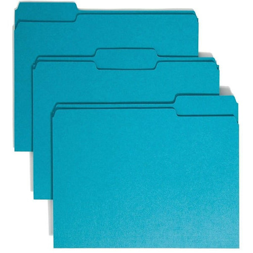 Smead Colored 1/3 Tab Letter File Folder 8.5" X 11" Teal Package Of 100