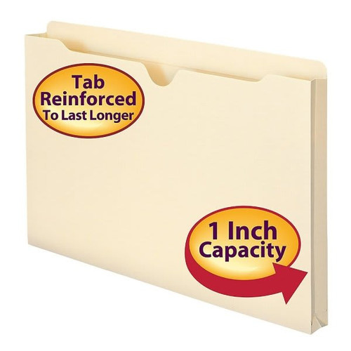 Smead Manila 1" Expansion Reinforced Top-Tab File Jacket, Package Of 50