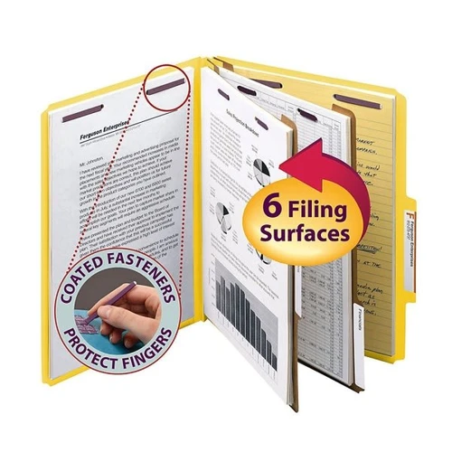Smead Yellow Pressboard Classification Folder, Package Of 10