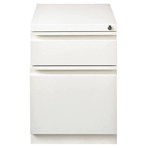 Hirsh 20" Deep Mobile Pedestal File Cabinet 2 Drawer Box-File, Letter Width, White 19309
