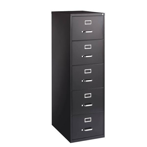 Hirsh 26.5" Deep 5 Drawer Legal Width Commercial Vertical File Cabinet, Black
