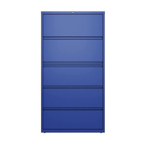Hirsh 36" W 5 Drwr Metal Lateral File Letter/Legal/A4 Hang Folders Classic Blue