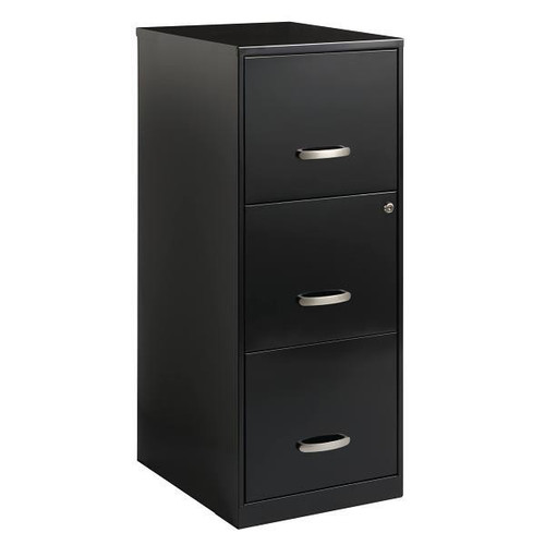 Space Solutions 18" Deep 3 Drawer Letter Width Vertical File Cabinet, Black
