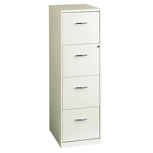 Space Solutions 18" Deep 4 Drawer Smart Letter Width Vertical File Cabinet, Pearl White