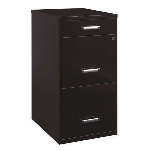 Space Solutions 3 Drawer Letter Width Vertical File Cabinet-Pencil Drawer Black