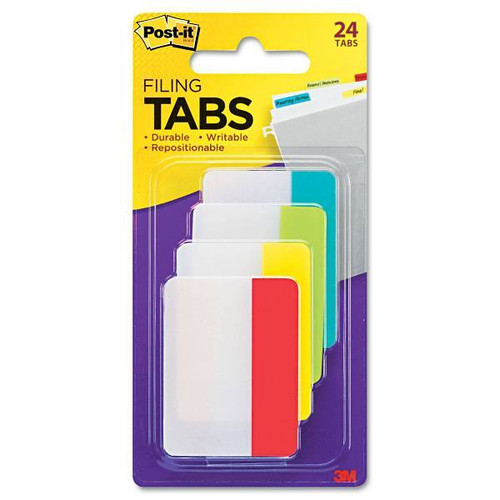 Paper Mate Solid Color Tabs 1/5-Cut Assorted Colors 2" Wide Package Of 24