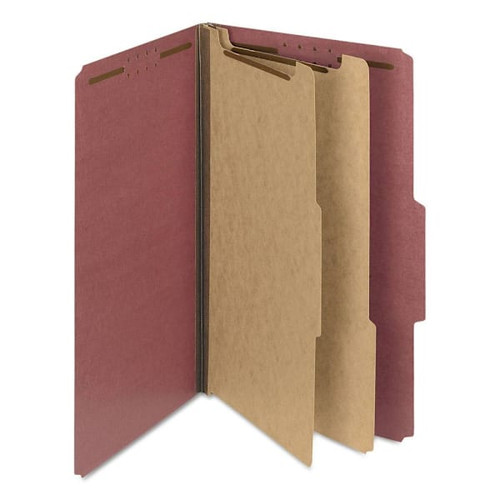Smead 2/5 Legal Classification Folder With 2 Dividers 8.5"X14" Red Package Of 10