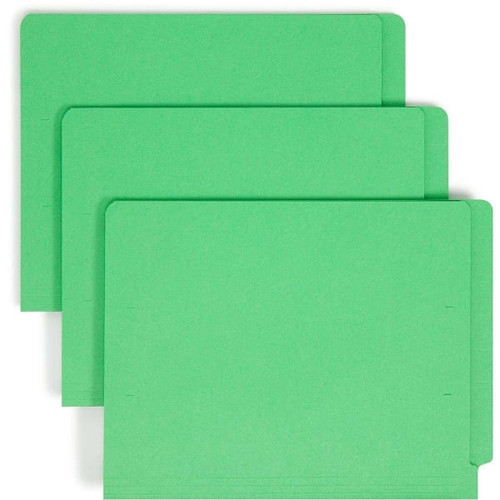 Smead Straight Tab Letter Fastener Folder 8.5" X 11" Green Package Of 50