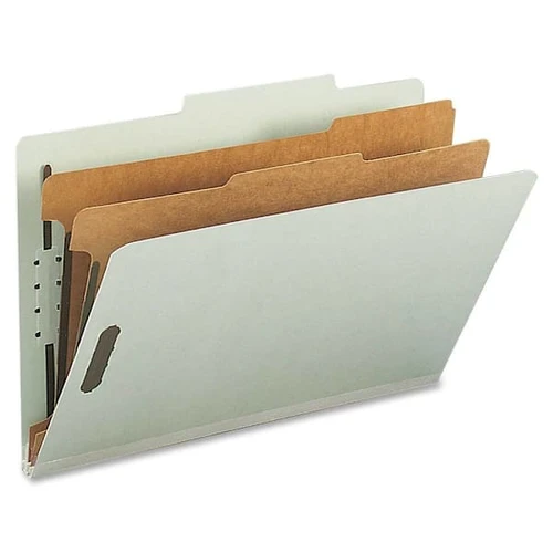 Nature Saver 2/5 Tab Legal Classification Folder 8.5"X14" Green Package Of 10