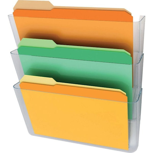 Deflecto Stackable Docupocket With 3 Pockets 7" X 13" X 4" Clear Package Of 3