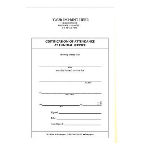 2-Part Attendance Certificate Package Of 100