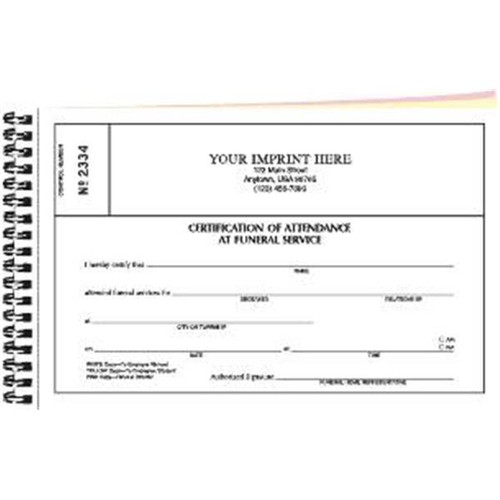 3-Part Certificate Of Attendance Book