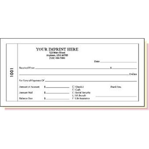 Funeral Receipt Book Triplicate With Imprint