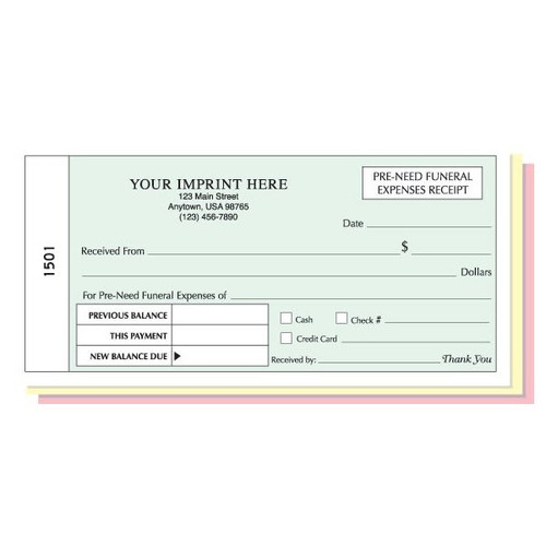 Pre-Need Funeral Expenses Receipt Book