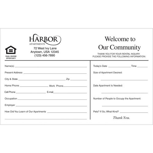Custom Guest Cards, White Package Of 100