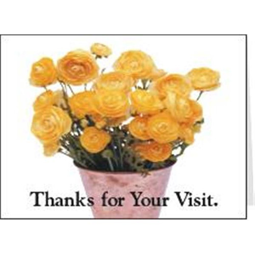 Personalized Cards, Thanks For Visit/flowers, No Envelope Imprint Package Of 50