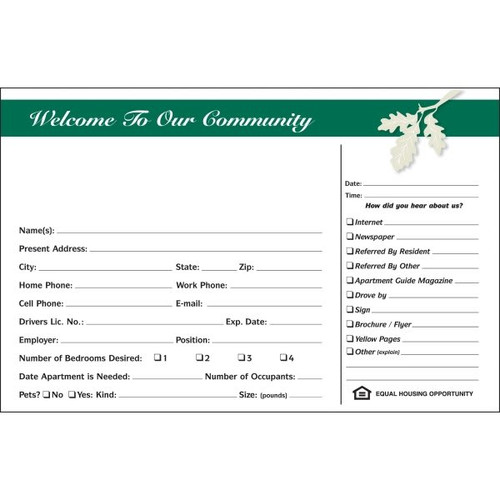 Personalized Guest Cards, Leaves Design, Green, 8 X 5 Package Of 100