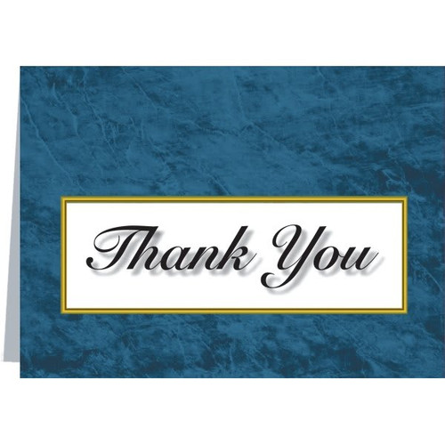 Personalized Card Thank You/marble/blue No Envelope Imprint Package Of 100