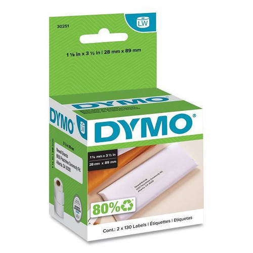DYMO Labelwriter Address Labels 1.12"X3.5" White 130 Labels Package Of 2