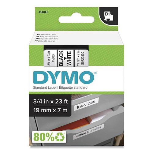 DYMO D1 High-Performance Polyester Removable Label Tape .75"X23 Ft Black/White