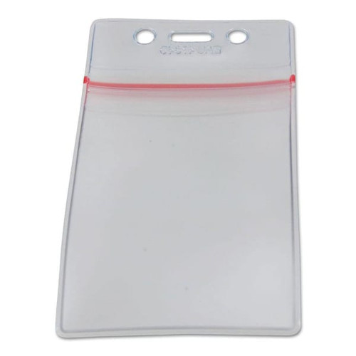 Sicurix Vertical Badge Holder With Zipper Lock 2.62" X 3.75" Clear Package Of 50