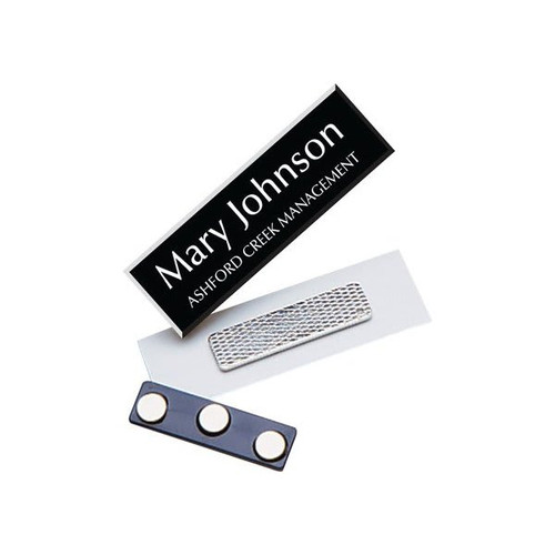 Name Tag With Magnet, Black, 3 X 1