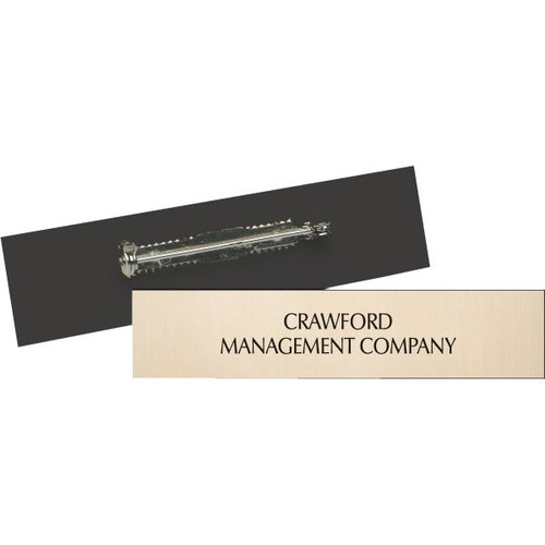Name Tag With Pin Backing, Gold, 3 X-3/4