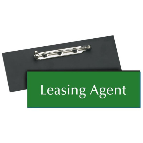 Name Tag With Pin Backing, Green, 3 X 1