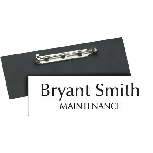 Name Tag With Pin Backing, White, 3 X 1