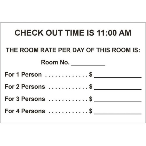 Single Source U.s. Room Rate Cards, Package Of 100