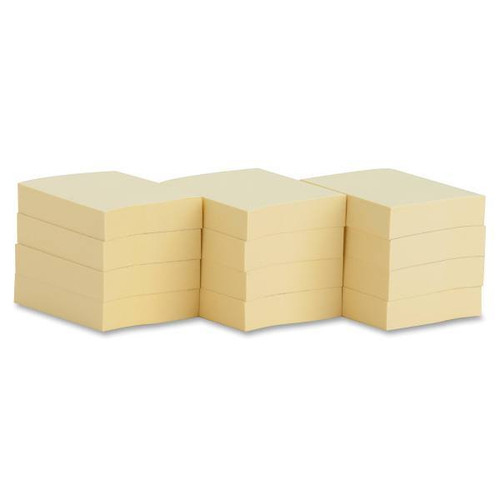 Business Source Repositionable Adhesive Notes 1.5"X2" Yellow Package Of 12
