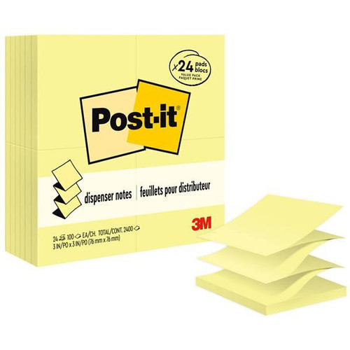 Post-It Dispenser Notes Value Pack 3"X5" Canary Yellow Package Of 24