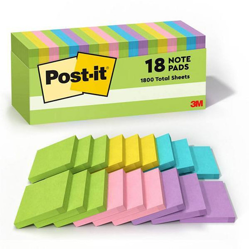 Post-It Notes Cabinet Pack Floral Fantasy Color Collection 3"X3" Package Of 18