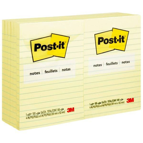 Post-It Notes Original Lined Notepads 1.5"X2" Canary Yellow Package Of 12
