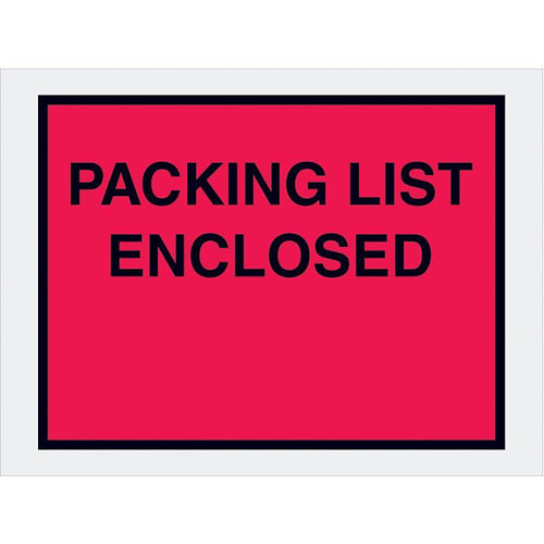 Box Partners 4 1/2 X 6" Red "Packing List Enclosed" Envelopes Cs Of 1000 PL413