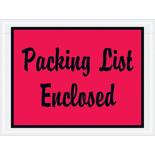 Box Partners 4 1/2 X 6" Red "Packing List Enclosed" Envelopes Cs Of 1000 PL487