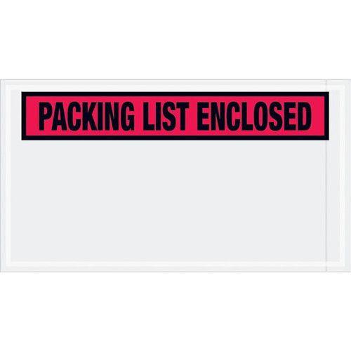 Box Partners 5 1/2 X 10" Red "Packing List Enclosed" Envelopes Cs Of 1000 PL446