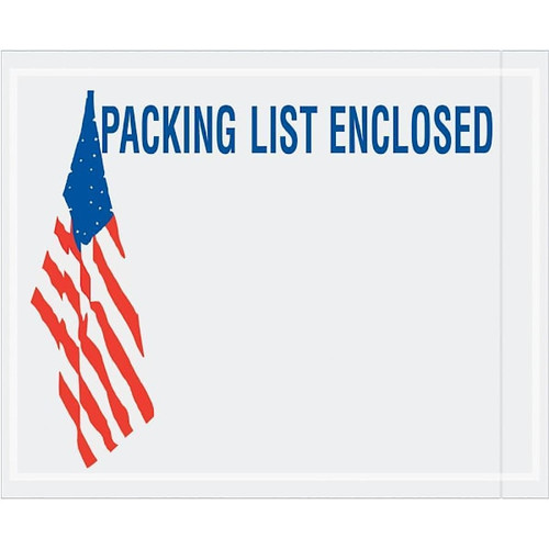 Box Partners 4 1/2x5 1/2 USA Flag Packing List Enclosed Envelopes Case Of 1000