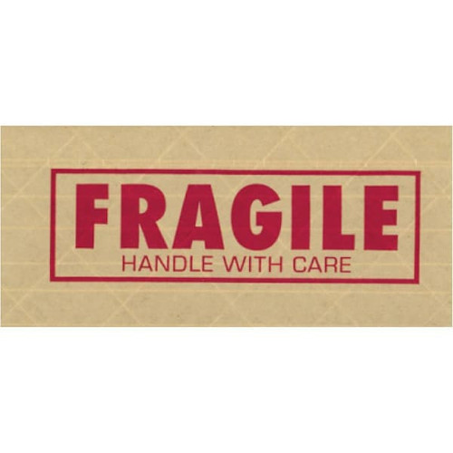 Box Partners 3" X 450' Fragile Tape Logic #7500 Water Activated Tape Cs Of 10