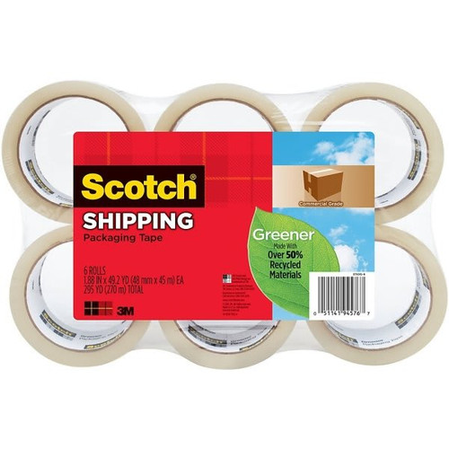 Scotch Greener Commercial Grade Packing Tape 1.88" X 49 Yd Pack Of 6