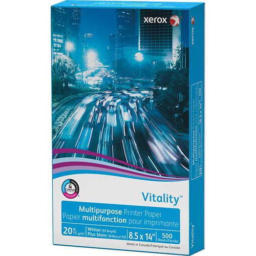 Xerox Vitality Copy Paper 8.5"X14" 20 Lb Basis Weight Package Of 500